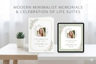 design a modern celebration of life program and memorial card
