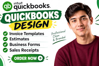 design quickbooks online invoice templates, estimate and business forms