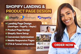 design gempage shopify landing page shopify store product page in pagefly replo