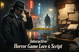 write interactive suspenseful horror video game lore script for your indie game