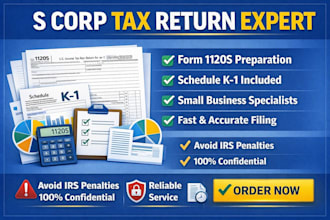 prepare irs form 1120s and schedule k1 s corp small business tax return
