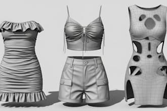create realistic second life 3d clothing mesh marvelous design 3dcharacter model