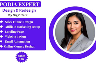 build podia websites, online course platforms, teachable sites