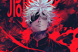 draw unique anime illustration in jujutsu kaisen style