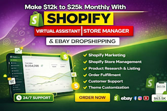 be your shopify ebay etsy amazon virtual assistant ecommerce store manager cro