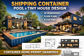 design shipping container pool tiny house and container home with permit drawing