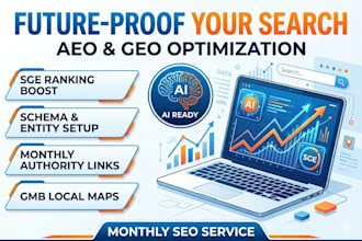 do monthly SEO, GEO, and aeo service for ai search ranking and gmb