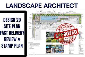 architect landscape 2d site plan planting plan material list as garden designer