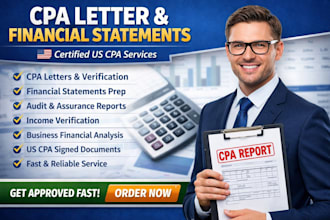 prepare CPA financial statements and CPA letter fast today