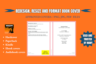 redesign, resize, format book cover ebook cover design paperback cover kdp cover
