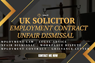 provide employment agreements unfair dismissal letters as a uk solicitor