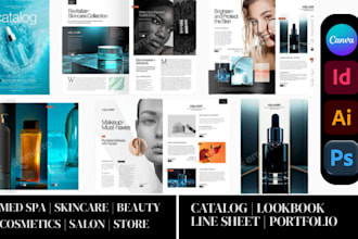 design editable beauty cosmetic catalog, skincare brochure, wholesale price list