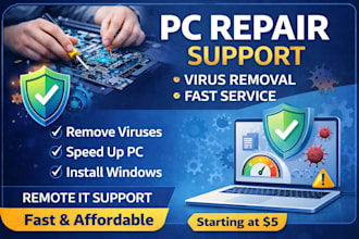 fix your slow PC, remove viruses and install windows