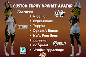 create custom 3d furry vtuber model nsfw vrchat avatar vseeface animaze vrm