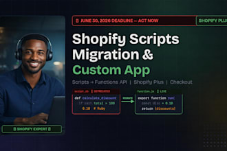 shopify custom app, fix shopify script migration shopify plus store function api
