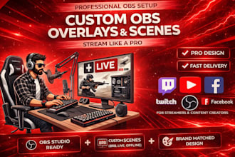 design professional obs stream overlays and custom scenes
