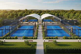 design 3d padel court, baseball facility, tennis and pickleball court, 3d render