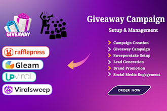 set up and design viral giveaway campaign on upviral gleam for lead generation
