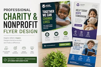 design modern nonprofit ngo fundraiser donation, charity and crowdfunding flyer
