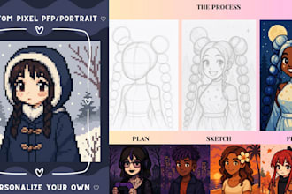 draw custom pixel art portraits, 8 bit, 16 bit avatar, undertale or deltarune