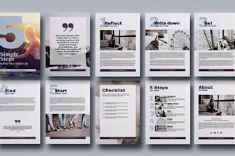 design health fitness ebook, gym journal, or workbook in canva and indesign