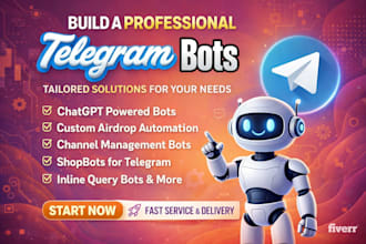 design and develop custom telegram bots, crypto bot, for automation and chatbots