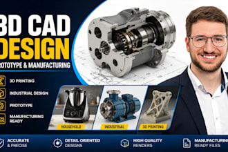 do 3d cad modeling, cad design for industrial product and 3d product rendering