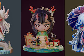 create chibi or cartoon anime characters for 3d printing