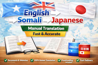 translate english to somali and japanese professionally