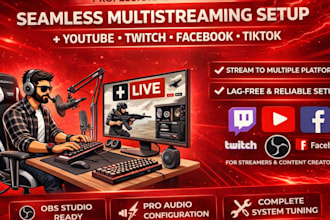 set up obs multistreaming for youtube, twitch, facebook and tiktok