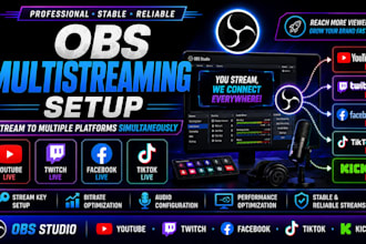 set up obs multistreaming for youtube, twitch, facebook and tiktok