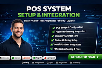 setup square pos, clover pos, toast pos,shopify pos, lightspeed pos integration