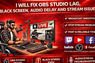 fix obs studio lag, black screen, audio delay, and streaming issues