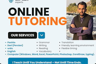 your urdu , english, or pashto language tutor or teacher