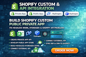 build shopify custom private public app fix headless hydrogen API integration