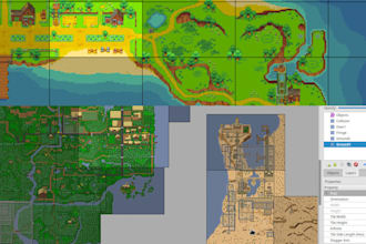 isometric game map, rpg world map, town map, top down, tiled tmx map in tiled