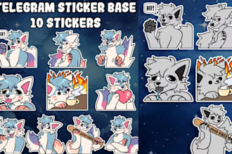 draw custom furry discord emotes sticker pack nsfw animated twitch emote pack