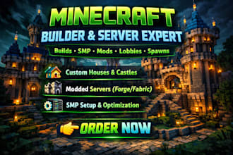 build minecraft house, castle, lobby, spawn setup modded minecraft server smp