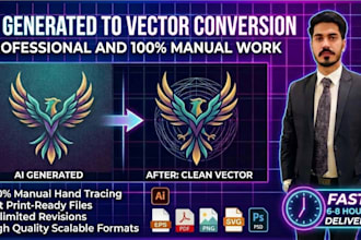 convert ai generated logo and design into clean vector design