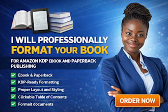 professionally format your book for amazon KDP ebook and paperback publishing