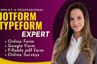 design branded jotform, typeform, google form, fillable pdf form, online form