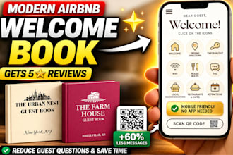 design a modern airbnb welcome book and interactive guest guide