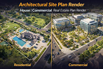 architectural site plan render and real estate plan render, house, commercial