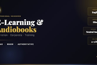record a professional elearning or audiobook voiceover in english
