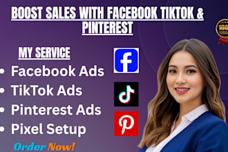 setup facebook ads tik tok ads pinterest marketing for  ecommerce business