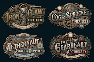 create steampunk themed logo for your business in 24 hrs