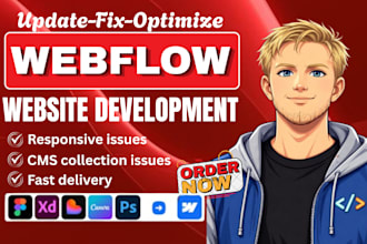fix webflow bug, responsive layout, update webflow website, issues and errors