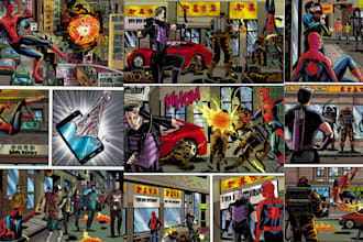 be your comic book artist, webtoon artist and create black and white comic page