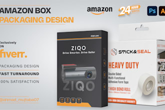 amazon box packaging design, product packaging and 3d mockup