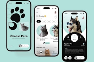 build grooming care app, vet care app, dog training app, pet food app an website